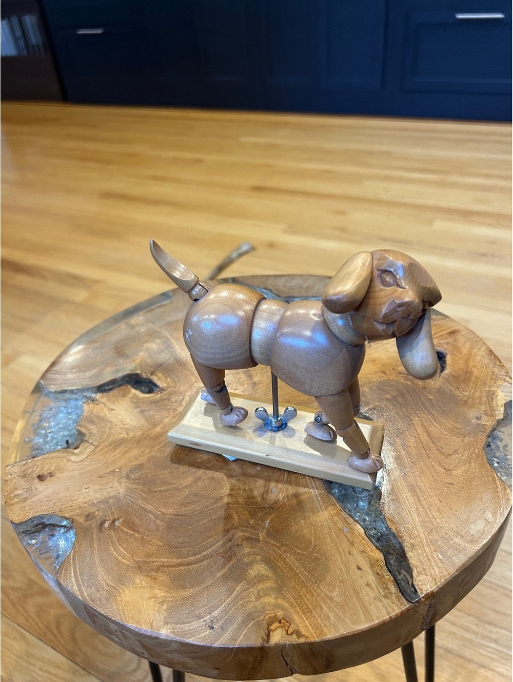 Vintage Wooden Articulating Dog Artist Model Statue